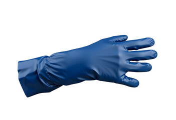 Blue Medical Glove on Hand, Isolated