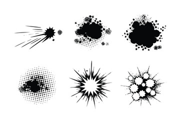Comic Book Action Effects Set. Vector Halftone Explosion, Speed Lines, and Manga FX