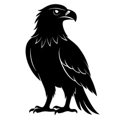 Obraz premium Black silhouette of a perched eagle isolated on white background silhouette