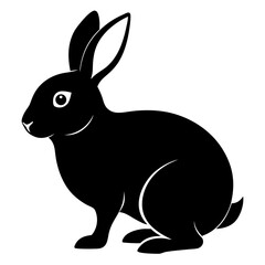 Obraz premium Black silhouette of a rabbit isolated on white background silhouette