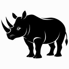 Fototapeta premium Black rhinoceros silhouette isolated on white background