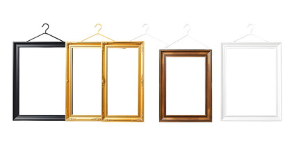 Collection of Empty Picture Frames with Transparent Background