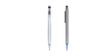 Two Pens White Mechanical Pencil and Silver Ballpoint
