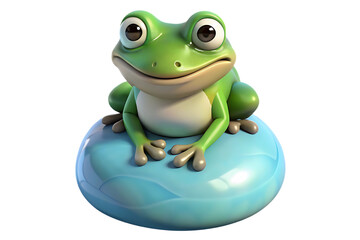 Obraz premium A cartoon frog sitting on a blue round object