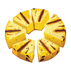 Arrangement of Fresh Pineapple Slices in a Circular Pattern - Vector Illustration