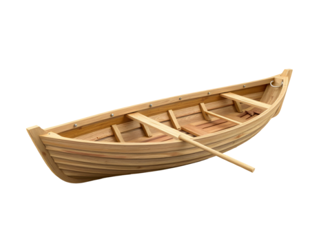 Wooden Rowboat on Transparent Background