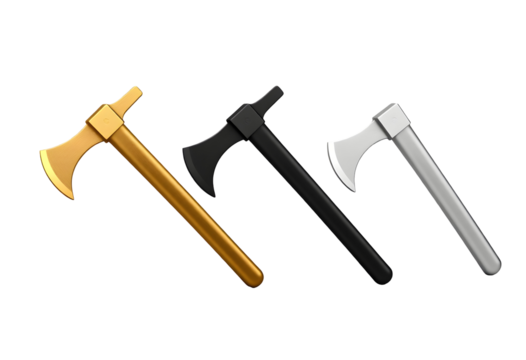 Three stylized tomahawks with metallic finishes - Powered by Adobe