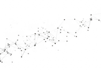 Abstract digital network with interconnected nodes and lines, representing technology, data, and global communication on a clean transparent background