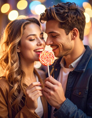 couple with lollipops