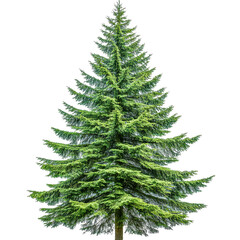 Fototapeta premium A majestic green evergreen tree stands tall, isolated against a stark black backdrop.