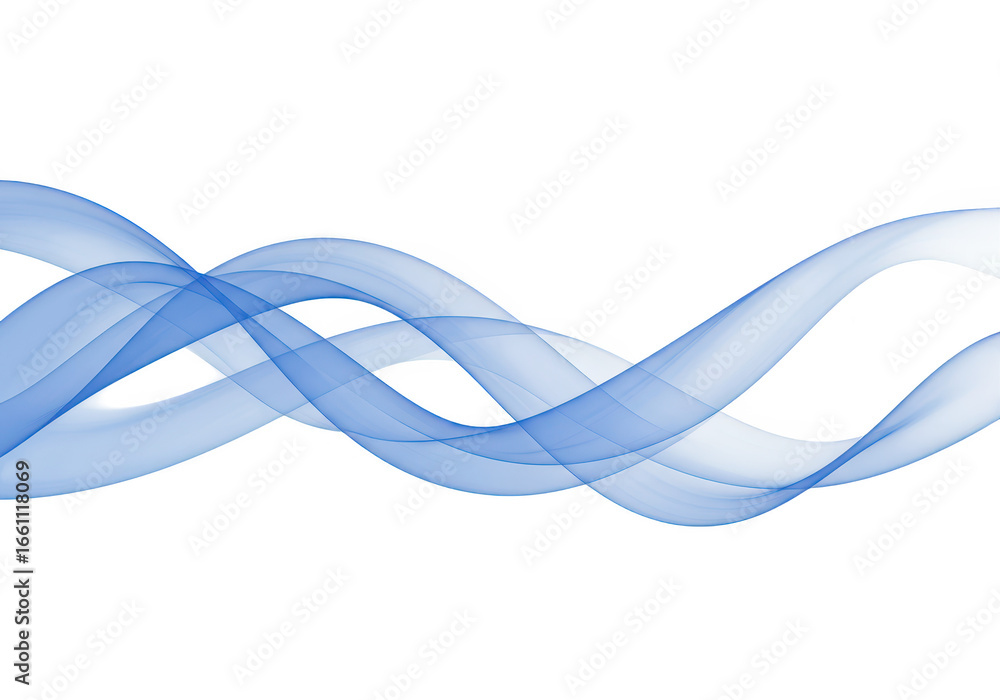 Poster abstract blue wave pattern isolated on transparent background, representing flow, movement, and tech
