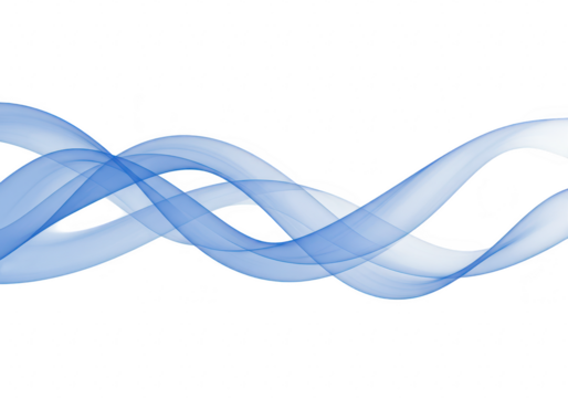 Abstract blue wave pattern isolated on transparent background, representing flow, movement, and technology