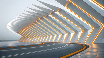 Fototapeta premium Abstract urban traffic on a city road with fast-moving cars, a motion of transport
