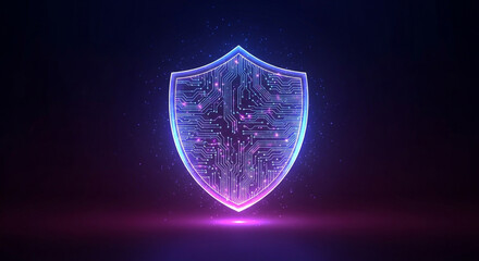 Cyber Security Shield with Circuit Board Texture