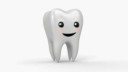 Smiling Shiny White Tooth Character Representing Dental Health and Hygiene”