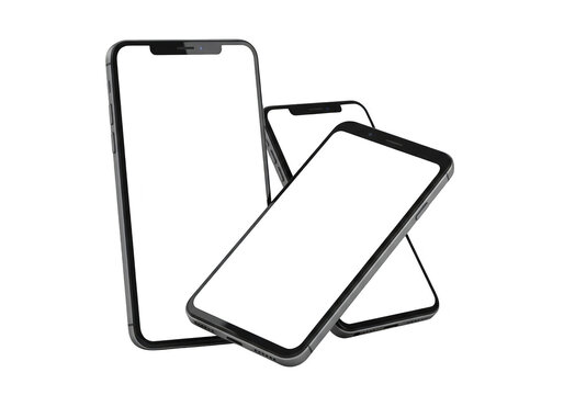 Three smartphones isolated on transparent background - Powered by Adobe