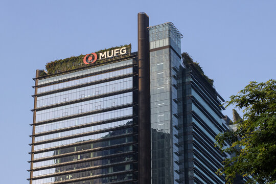 Singapore - July 28, 2025: Exterior view of MUFG Bank's headquarters for Asia at Marina One East Tower in Singapore. MUFG is a Japanese multinational financial group based in Tokyo, Japan.