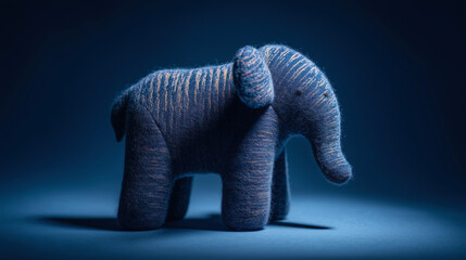 Cute plush elephant in soft blue tones.