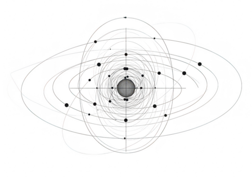 Abstract solar system model isolated on transparent background