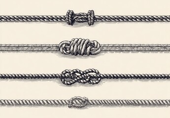 Nautical Rope Knot Illustrations, Design Elements, Background, Craft
