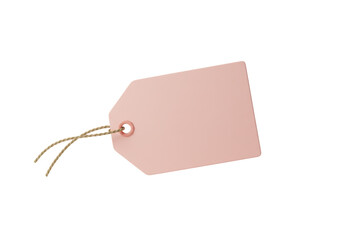 Isolated Blank Paper Price Tag with Twine String for Labeling