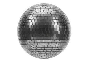 Isolated Shiny Silver Mirror Disco Ball for Parties and Nightclubs