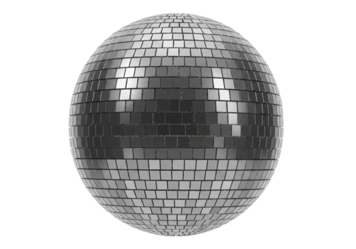 Isolated Shiny Silver Mirror Disco Ball for Parties and Nightclubs