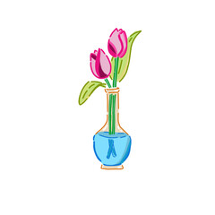 Tulip Flower in glass pot