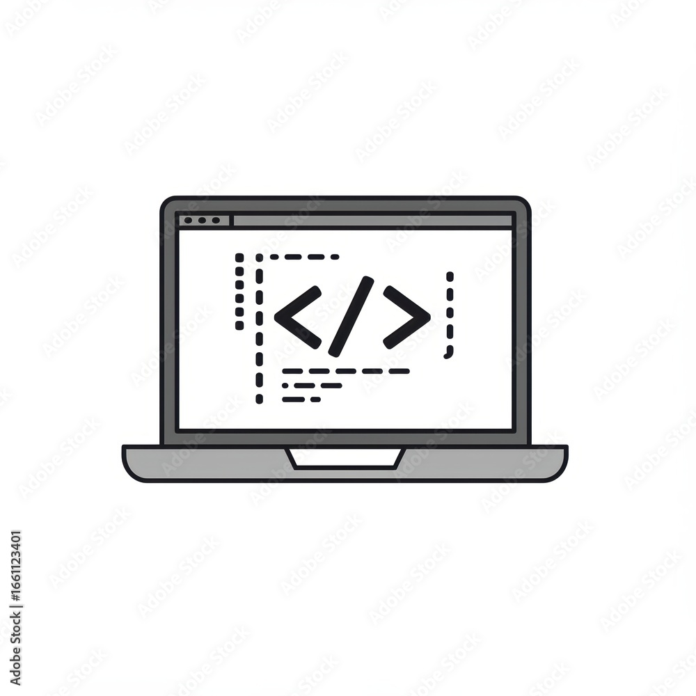 Fototapete laptop displaying code, representing software development and technology concepts.