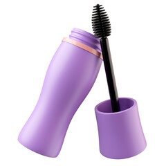 Mascara cosmetic 3d icon in purple appearance.
