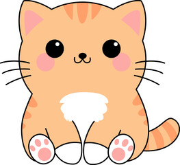 cute orange fat cat illustration
