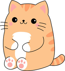 cute orange fat cat illustration