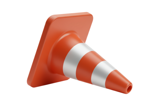 Isolated Orange and White Striped Traffic Safety Cone
