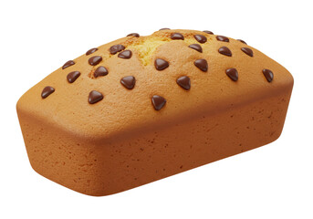 Isolated Loaf of Chocolate Chip Pound Cake Dessert