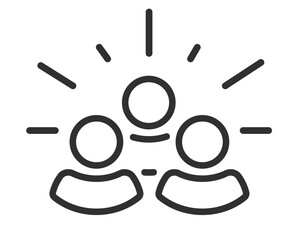 Naklejka na ściany i meble People excited happy icon line stroke outline vector, team unity win pictogram linear thin, friends group enjoy cheers, family active society logo image clip art 