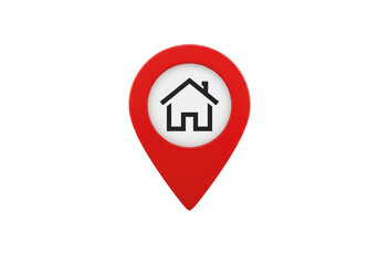 Isolated Red Map Pin with a House Icon for Home Address