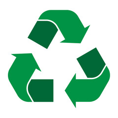 Obraz premium Green recycle symbol with three arrows forming a triangle.
