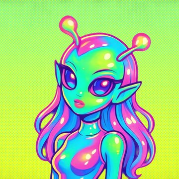 Colorful alien cartoon character animation isolated asset, transparent 4K video, alpha channel, ProRes 4444 animation isolated asset, transparent 4K video, alpha channel, ProRes 4444