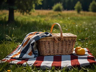 picnic basket in the field