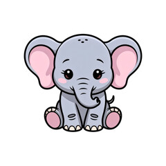 Naklejka premium Charming Baby Elephant Cartoon Character Sitting Happily, a Playful Vector Illustration for Children's Designs and Themes