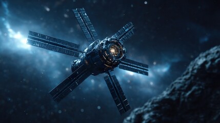Futuristic space station in deep space