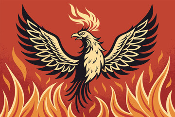 Fototapeta premium Majestic phoenix, fiery rebirth, ashes to triumph, hope's eternal flame, new beginnings, resilience personified.