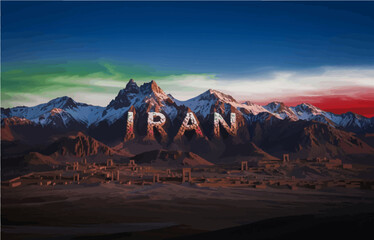 Fototapeta premium Iran Travel Vector – Persian Mountains, Culture & Heritage Landscape