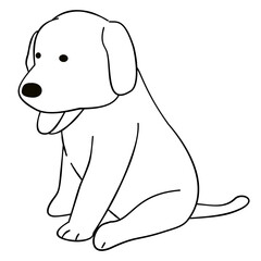 Cute cartoon dogs line art isolated white background. Vector illustration.