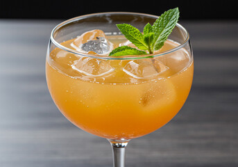 Orange Cocktail with Mint — Minimalist Beverage Focus