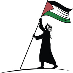 Fototapeta premium man holding palestine flag