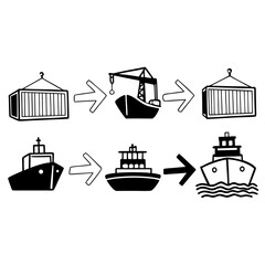 Naklejka premium Hand drawn shipping process icons set for web and mobile application
