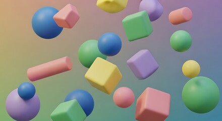 Abstract Minimal Pastel Geometric Shapes 3D Render.