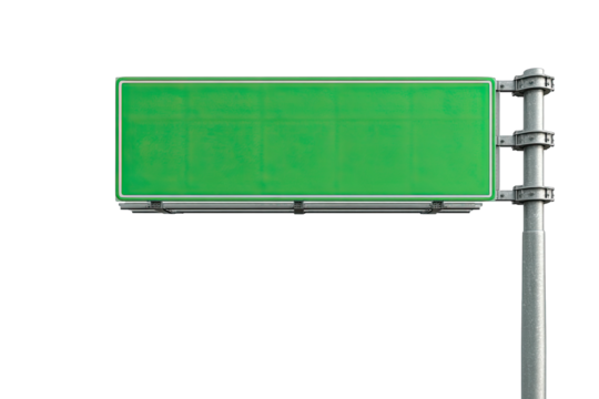 Empty green highway directional sign
