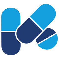 Pills Flat Blue Icon